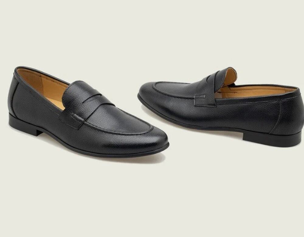 Jack Erwin Penny Loafers Classic Casual Shoes Suede Black Mens Sz 7 Black Pebble